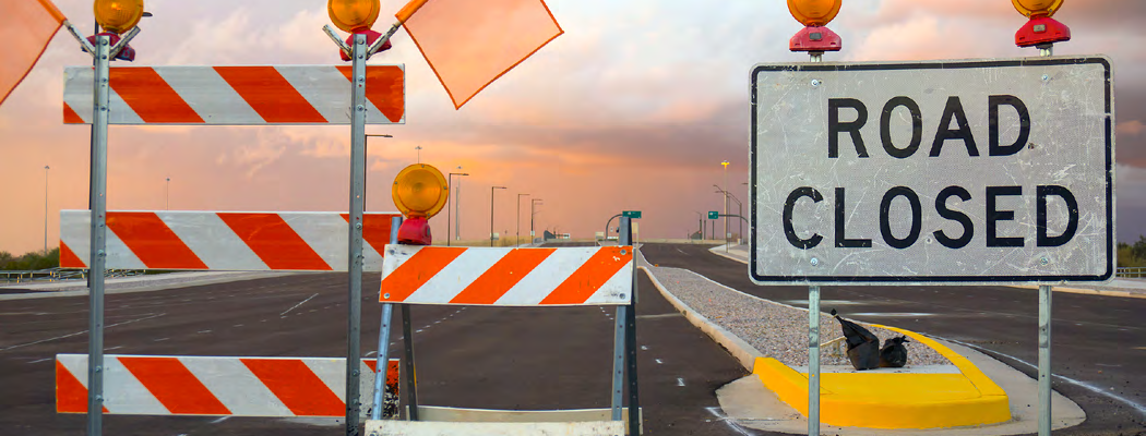 Road closed sign