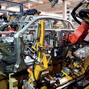 Car being built in the factory