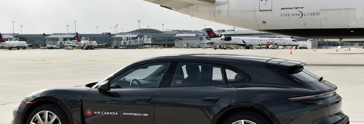 porsche and aircanada plane