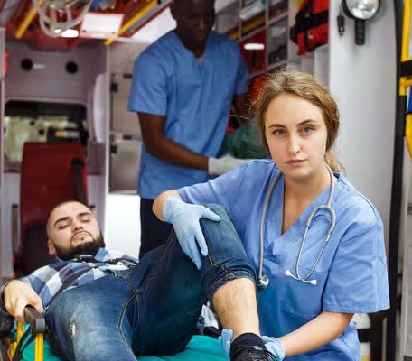 paramedics with an injured man