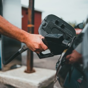 Man pumping gas