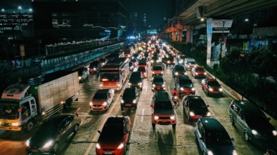 Trucks stuck in traffic